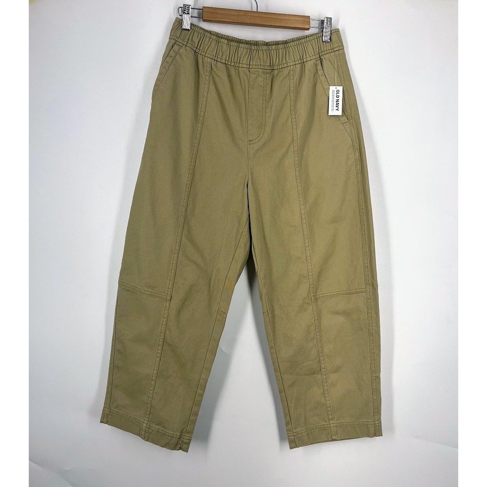 Old Navy Womens High Rise Pull On Tapered Khaki Pants Petite 801608-02 SZ M NWT